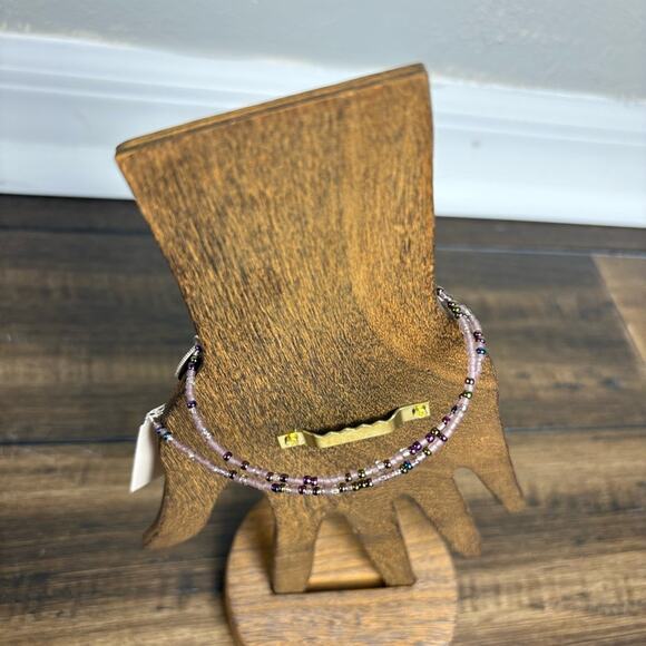 NWT Free Spirit Peyote Bird Thin Beaded Purple Bracelet Sunglasses Charm, Clasp - Picture 4 of 6